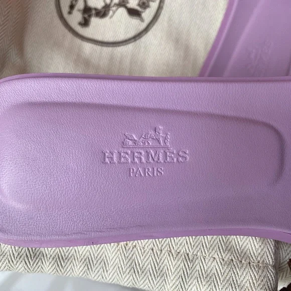 HERMES LAVENDER EPSOM LEATHER ORAN SANDALS SIZE 38